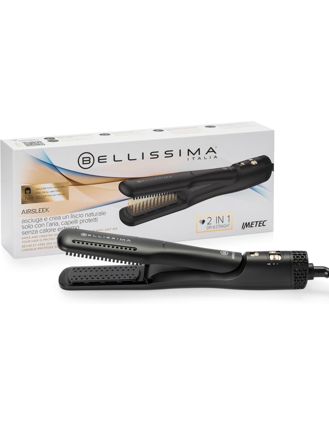 Bellissima Imetec AirSleek – Piastra Asciugacapelli 2 in 1
