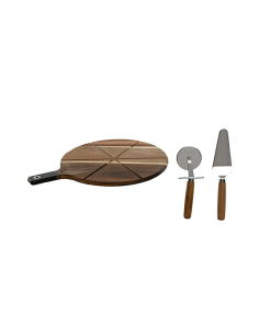 SET 2 ACCESSORI PIZZA PC217541 CON TAGLIERE BAMBOO 30X40CM