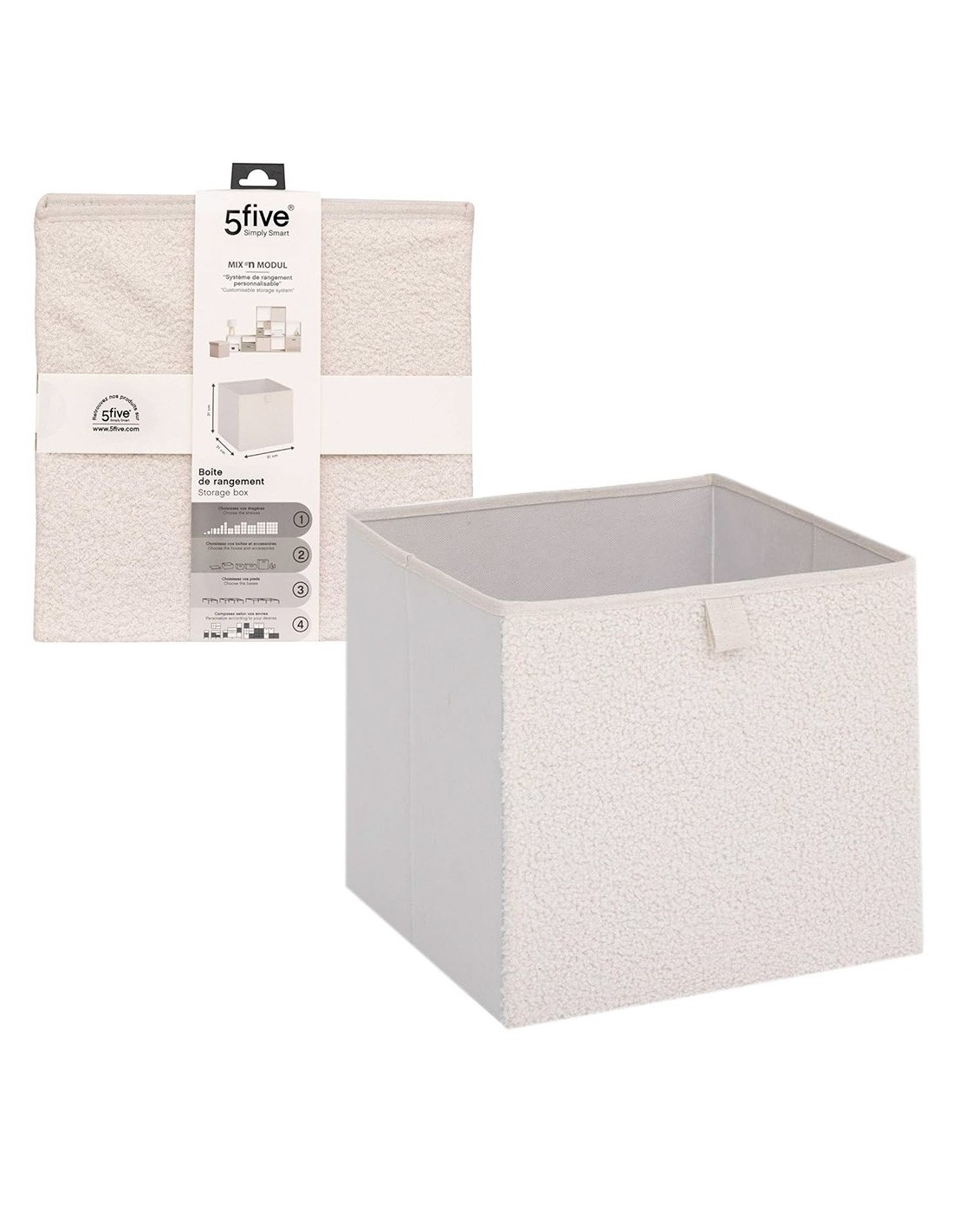 Scatola Portaoggetti Mix N Modul 31x31cm, bouclette bianca, organizer salvaspazio