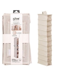Scarpiera Groomy 10 scomparti con cestino 128x15,5 cm, organizer beige, porta scarpe 2