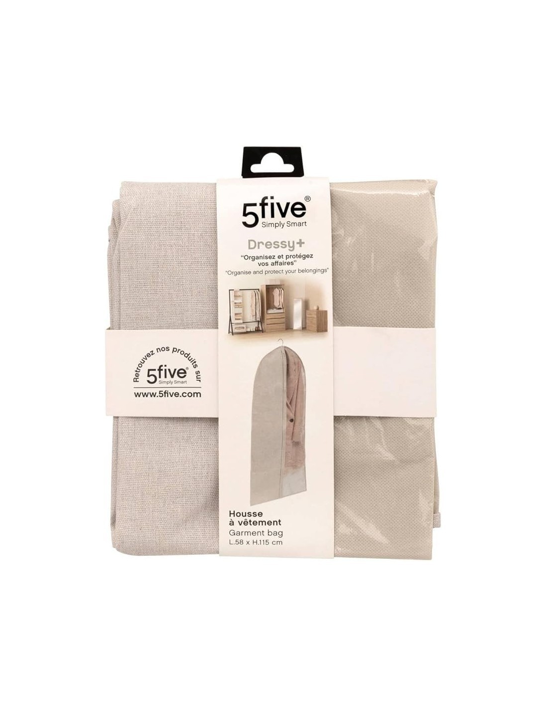 Borsa per indumenti Groomy, 115x58 cm, contenitore abiti, protezione tessuti, 5 Five Simply Smart, organizer salvaspazio