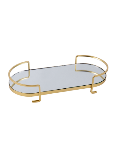 VASSOIO 140294 METALLO DORATO CON SPECCHIO 36X16X7CM