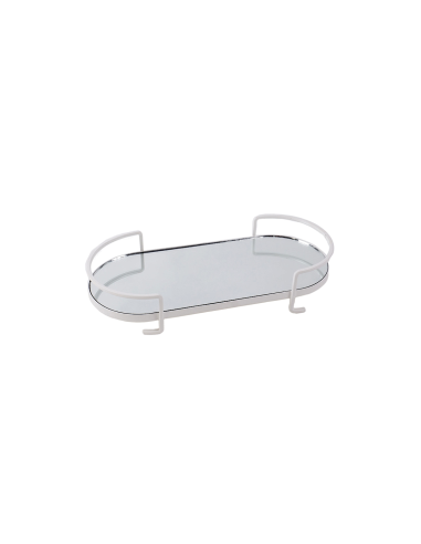 VASSOIO 140295 METALLO BIANCO CON SPECCHIO 36X16X7CM