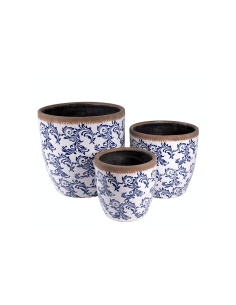 CACHEPOT 140682 2 MIS CERAMICA BIANCO/BLU 27X27CM