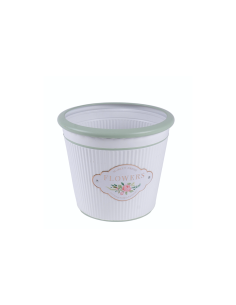 CACHEPOT 140957 METALLO 25X21CM BIANCO/VERDE