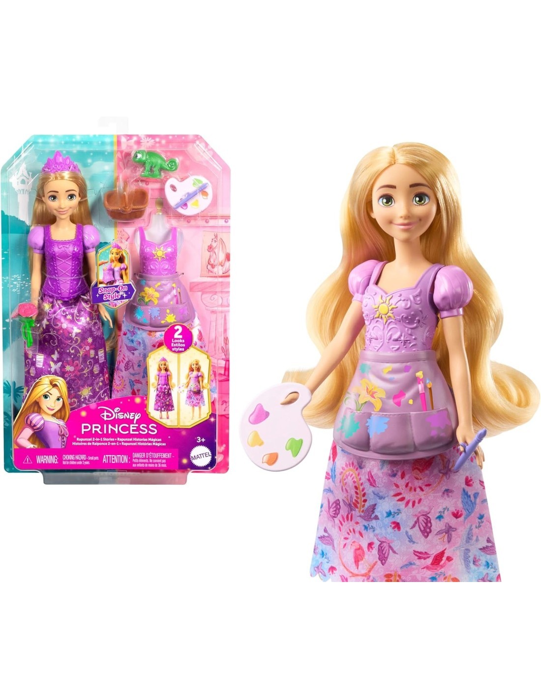 Rapunzel Disney Princess 2 Storie in 1 con 2 Look Completi e 9 Accessori