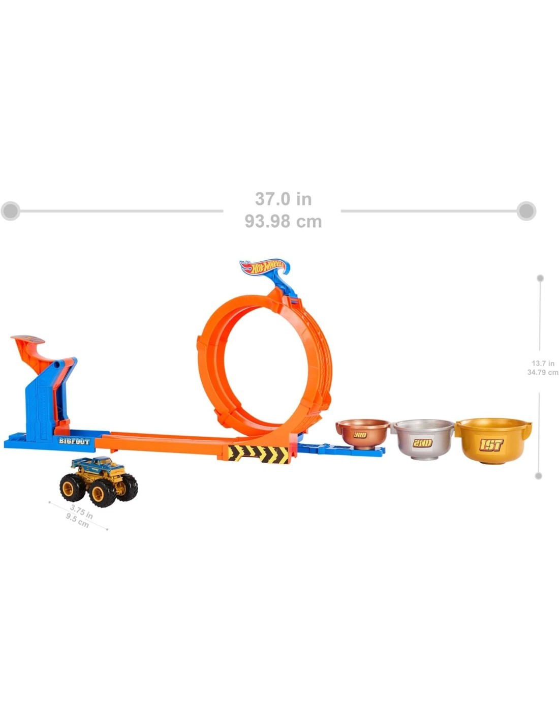 Hot Wheels Monster Trucks Sfida Trofeo Gira e Capovolgi - Playset con Bigfoot 50° Anniversario