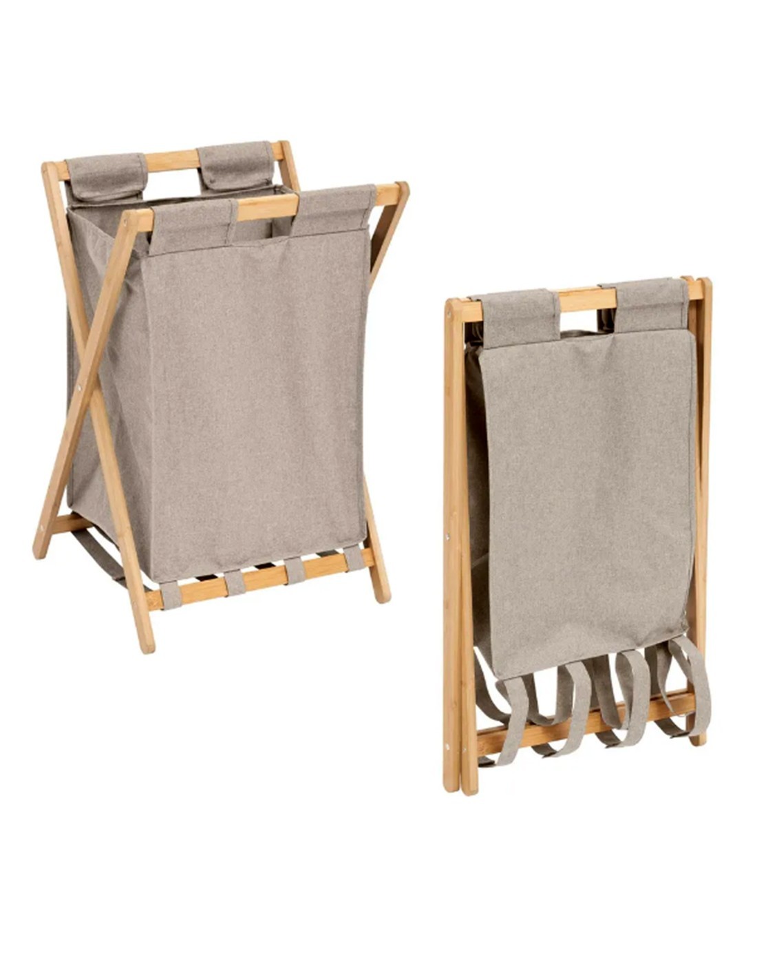 PORTABIANCHERIA 206906 BEIGE 50LT BAMBOO/TESSUTO PIEGHEVOLE