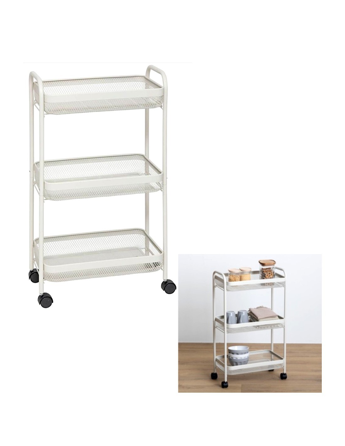CARRELLO 169233A 3 PIANI METALLO BEIGE