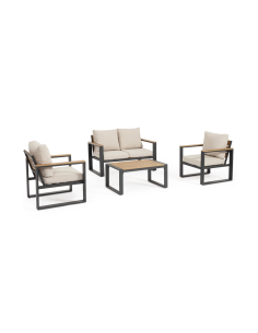 SALOTTO LEANDRO CON CUSCINI ANTRACITE/BEIGE