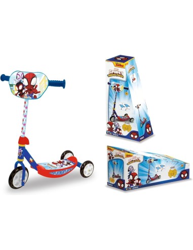 SMOBY, MONOPATTINO SPIDEY, 3 RUOTE, MANUBRIO REGOLABILE, PEDANA ANTISCIVOLO, BAMBINI 3+