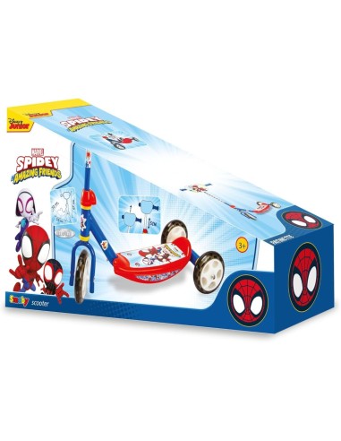 SMOBY, MONOPATTINO SPIDEY, 3 RUOTE, MANUBRIO REGOLABILE, PEDANA ANTISCIVOLO, BAMBINI 3+