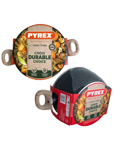 PYREX CASSERUOLA 24CM 2MANICI ALLUMINIO CON COPERCHIO VETRO