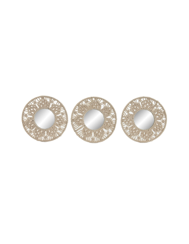 SET 3 SPECCHI ES214859 MACRAME/CRISTALLO D21CM