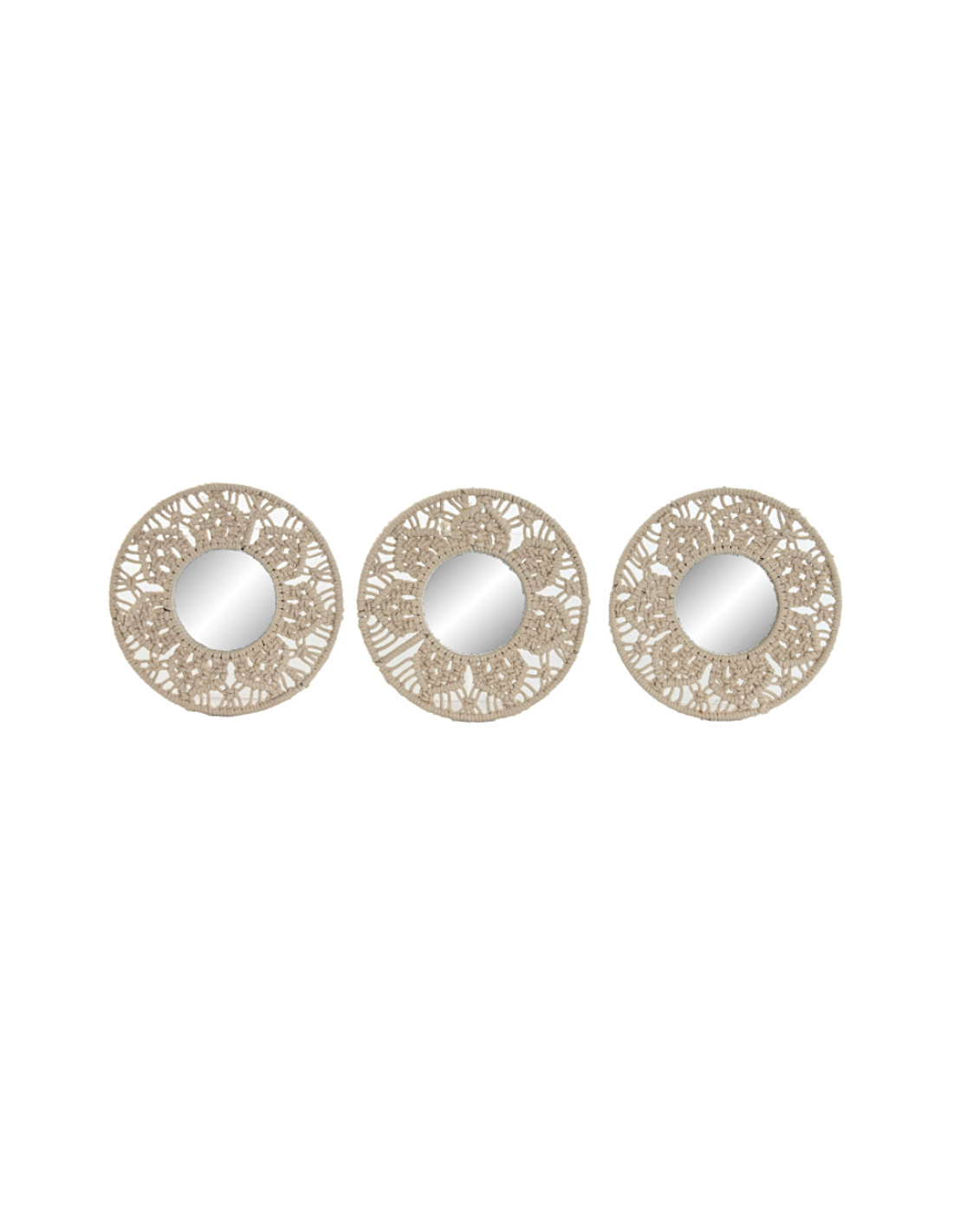 SET 3 SPECCHI ES214859 MACRAME/CRISTALLO D21CM
