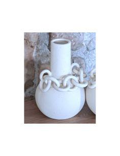VASO JR212876 PORCELLANA 22X20X30CM BIANCO CON CATENA