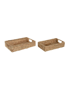 VASSOIO BD215691 2 MIS FIBRA/METALLO NATURALE 40X26CM
