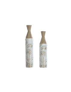 VASO JR218850 2 MIS METALLO 13X71CM BIANCO/BEIGE