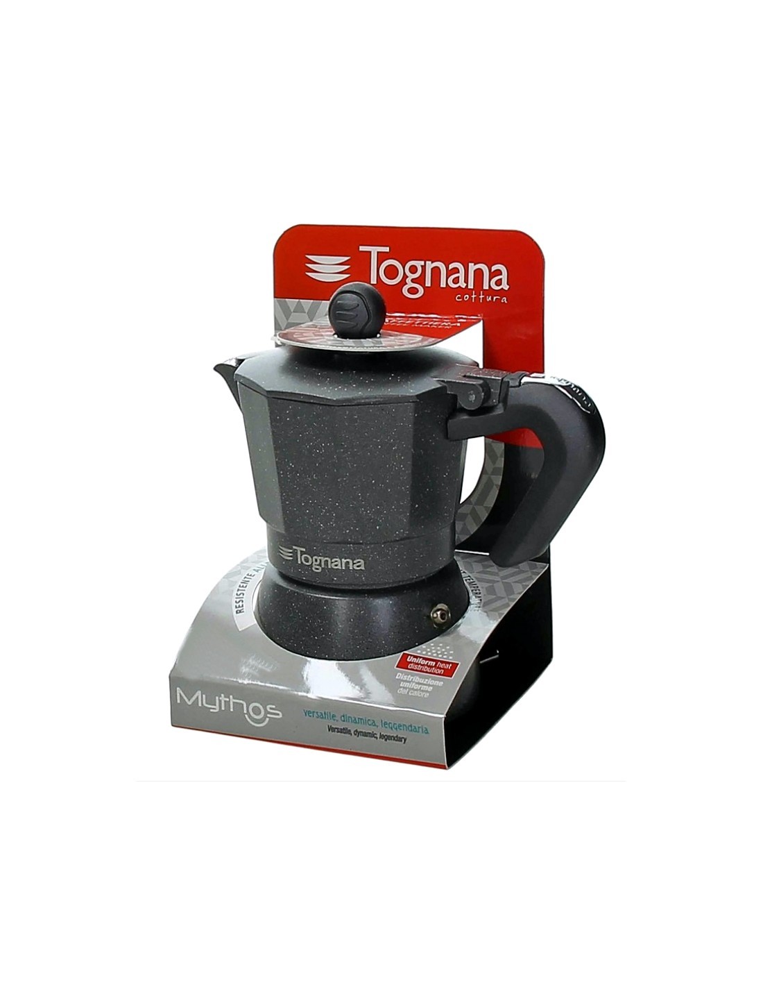 Tognana Mythos Caffettiera Moka 6 Tazze in Alluminio nero