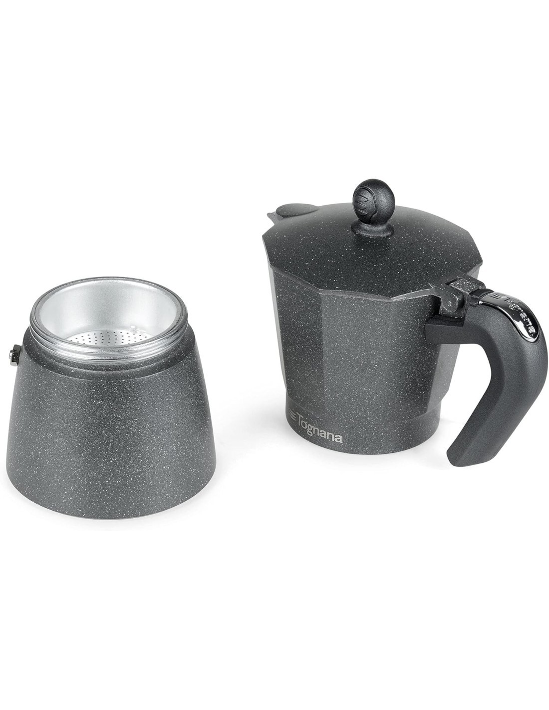 Tognana Mythos Caffettiera Moka 6 Tazze in Alluminio nero