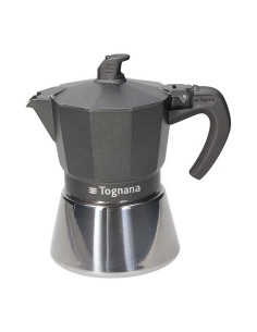 Caffettiera 3 Tazze Tognana Ultra Class Induction – Alluminio e Acciaio, Fondo Full Induction, Nero Soft Touch