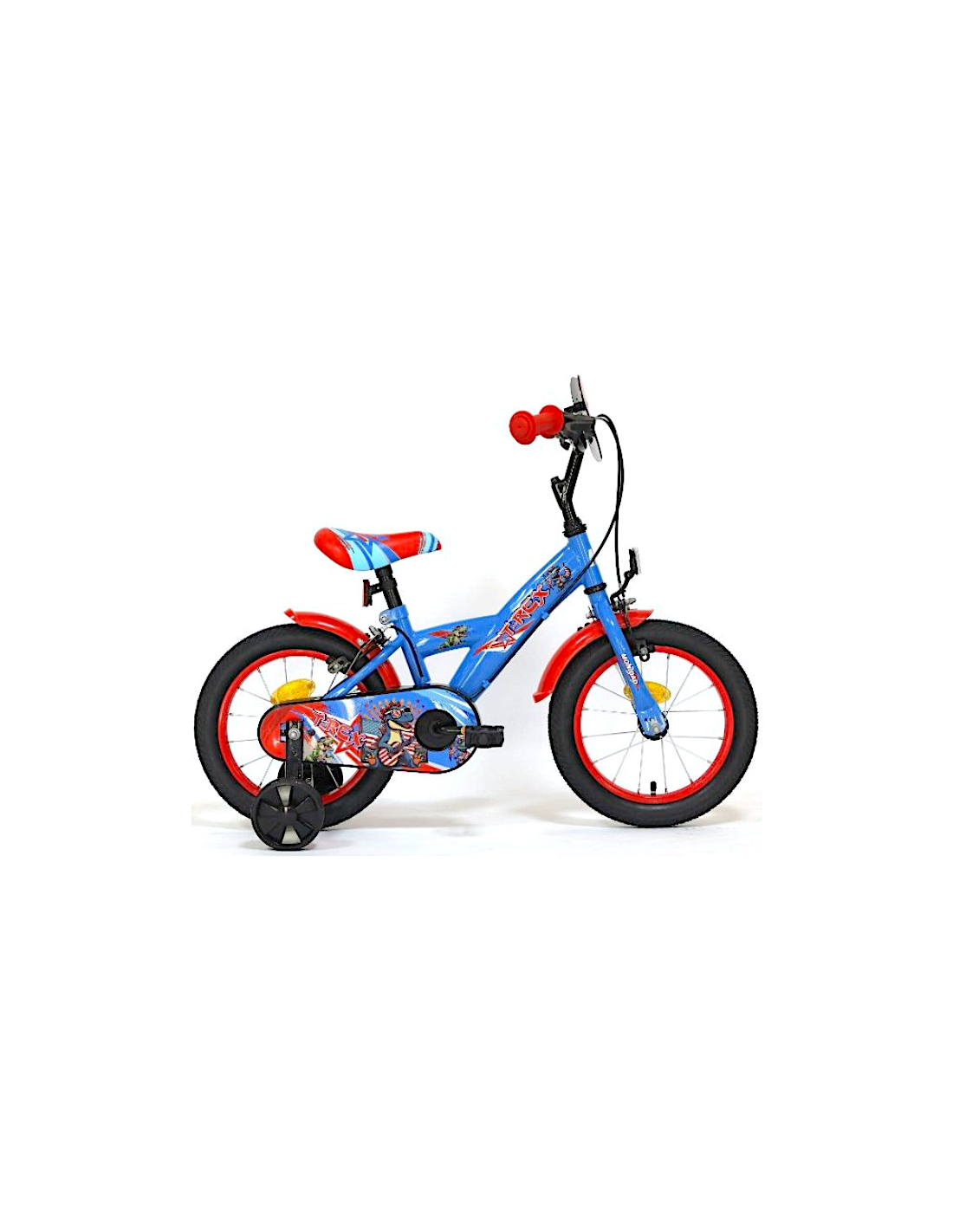 Bici 14", Boy T-Rex, con Rotelline Stabilizzatrici, Telaio in Acciaio, Ruote a Raggi, Monovelocità
