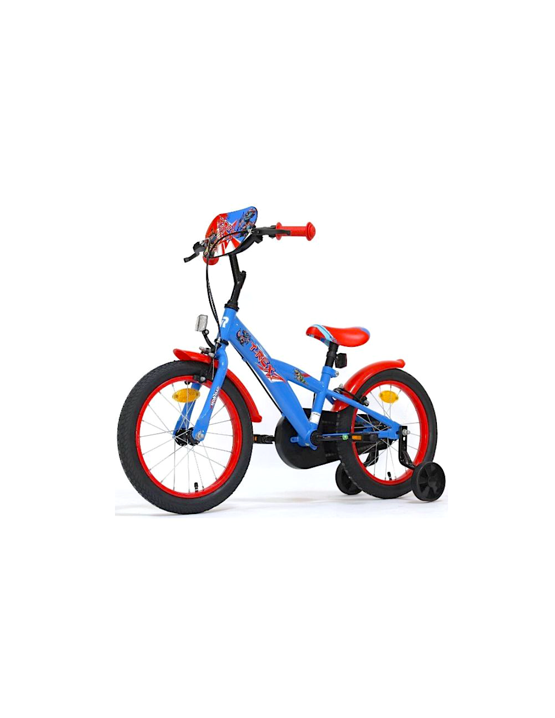 Bici 16", Boy T-Rex, con Rotelline Stabilizzatrici, Telaio in Acciaio, Ruote a Raggi, Monovelocità