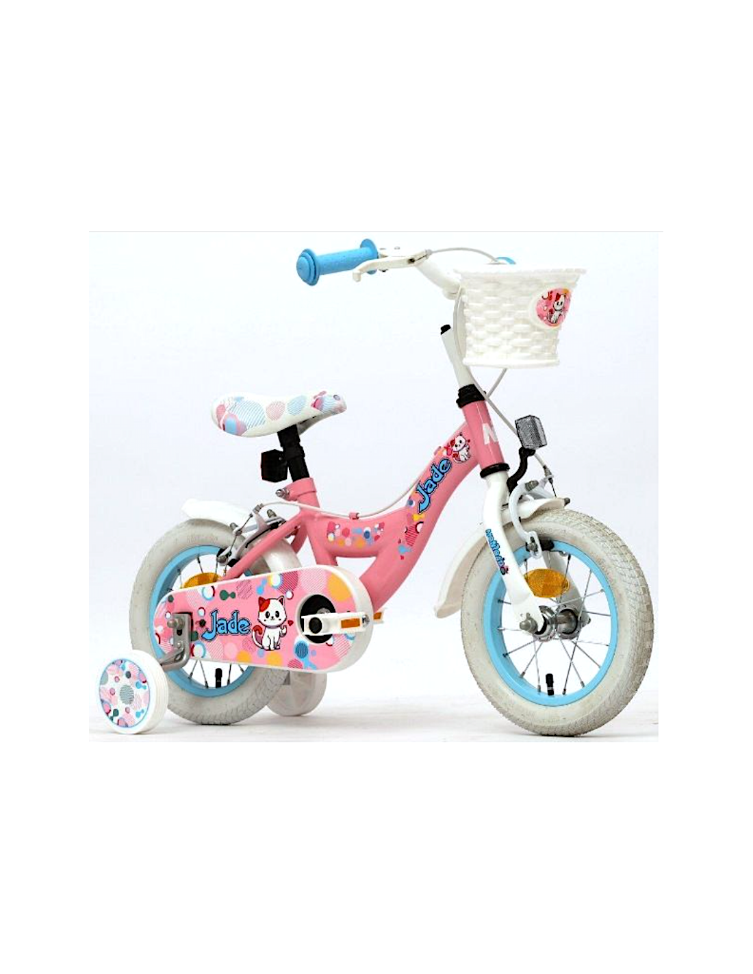 Bici Jade 12 pollici, con rotelline stabilizzatrici, telaio acciaio, ruote a raggi, bici bambina,  bici sicura, colorata