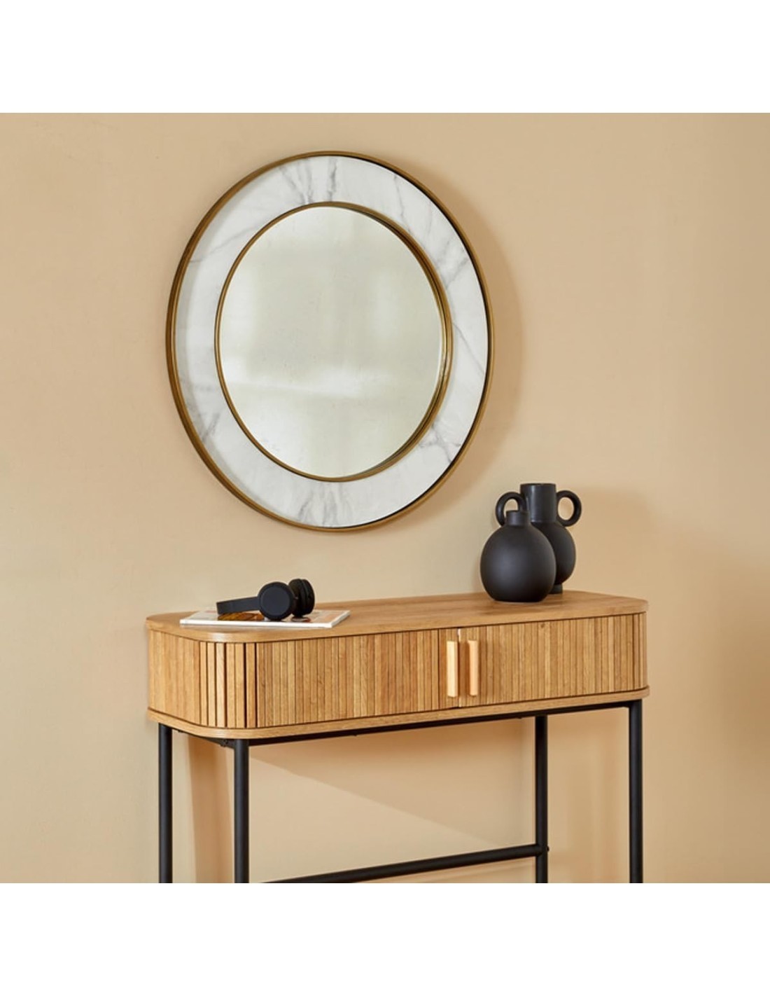 Atmosphera – Specchio rotondo Alisha bianco Ø74 cm