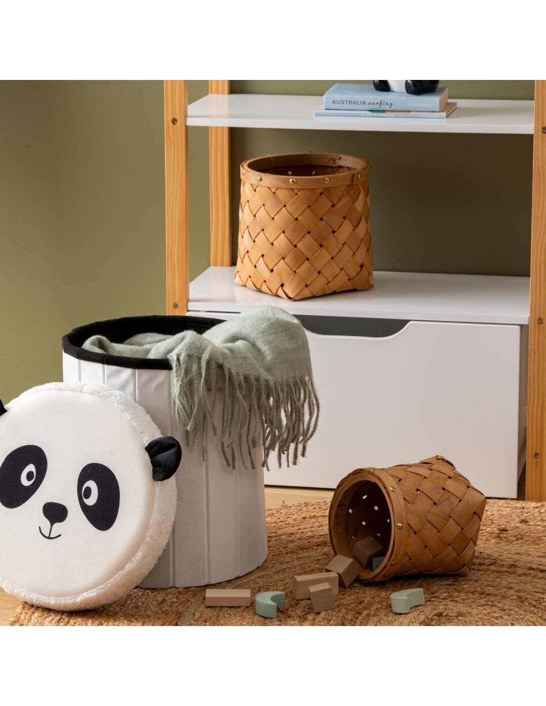 Pouf-coffre pieghevole per bambini Panda "Andy" 30x36 cm