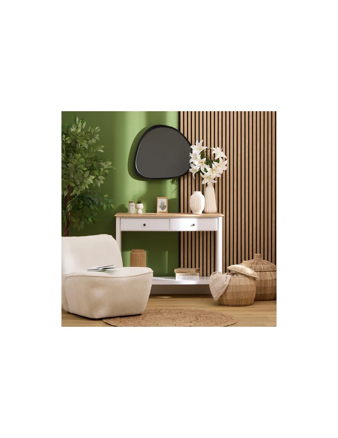 Pannello decorativo da parete Colva, legno chiaro rovere, 240x60 cm, moderno, design verticale, marca Atmosphera