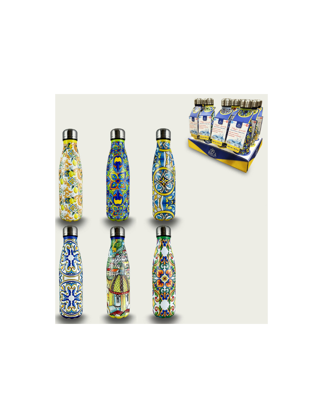 BOTTIGLIA TERMICA 56058 DECORATA 750ML ACCIAIO