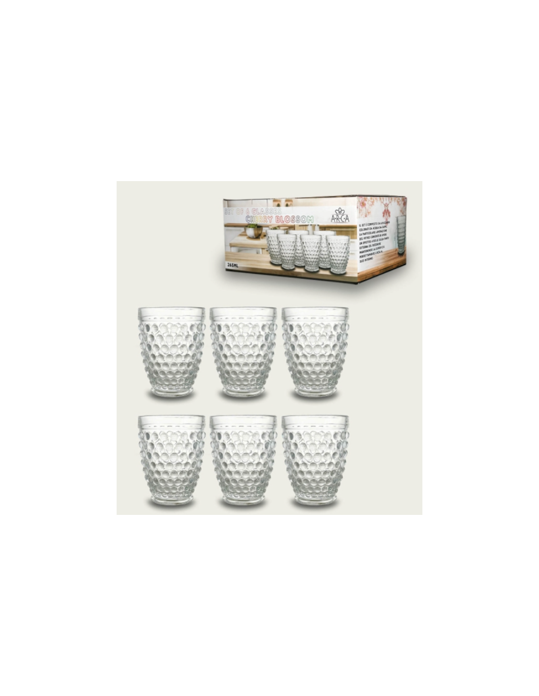CONF 6 BICCHIERI 58851 BLOSSOM 27ML TRASPARENTE