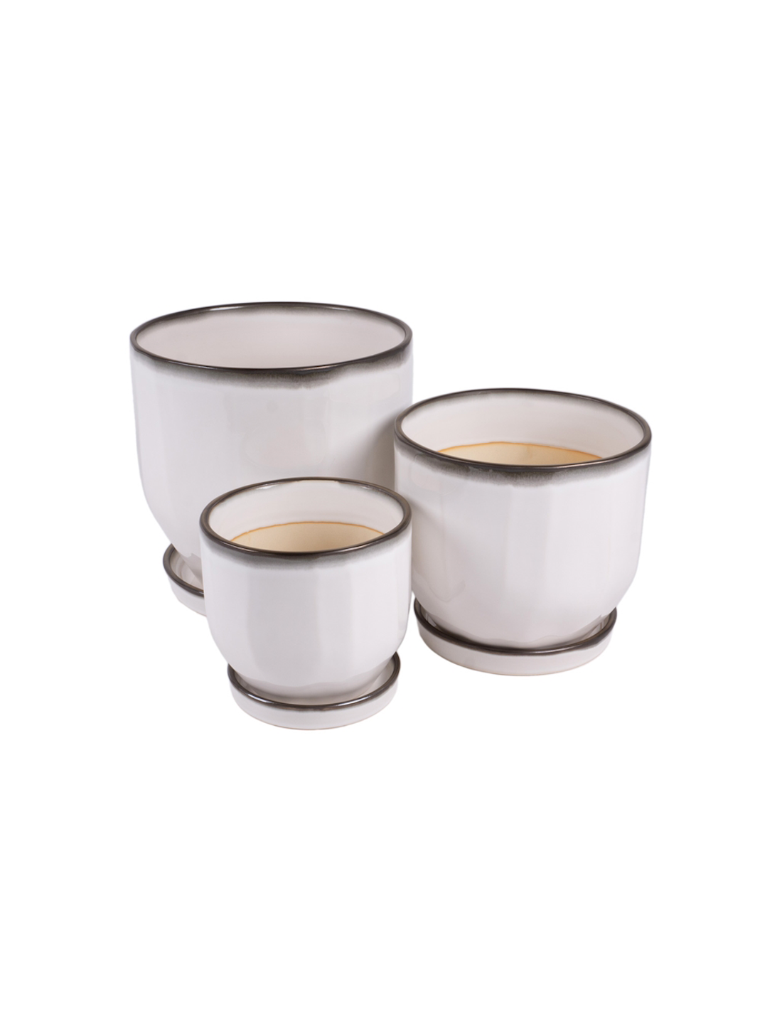 CACHEPOT 140690 1 MIS CERAMICA GRIGIO CON SOTTOVASO