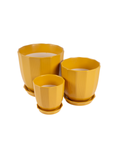 CACHEPOT 140695 1 MIS CERAMICA GIALLO CON SOTTOVASO