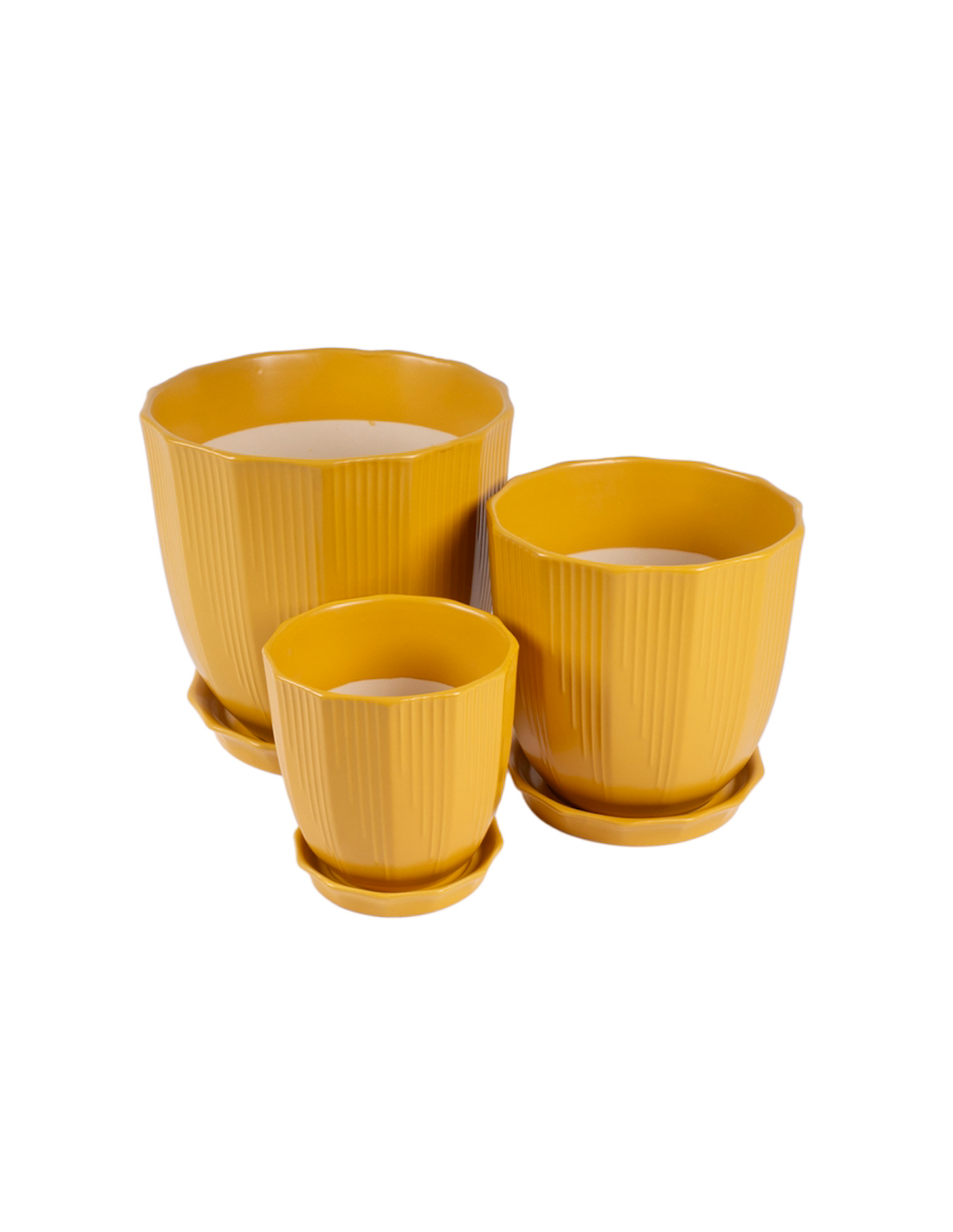 CACHEPOT 140695 2 MIS CERAMICA GIALLO CON SOTTOVASO 15X15CM