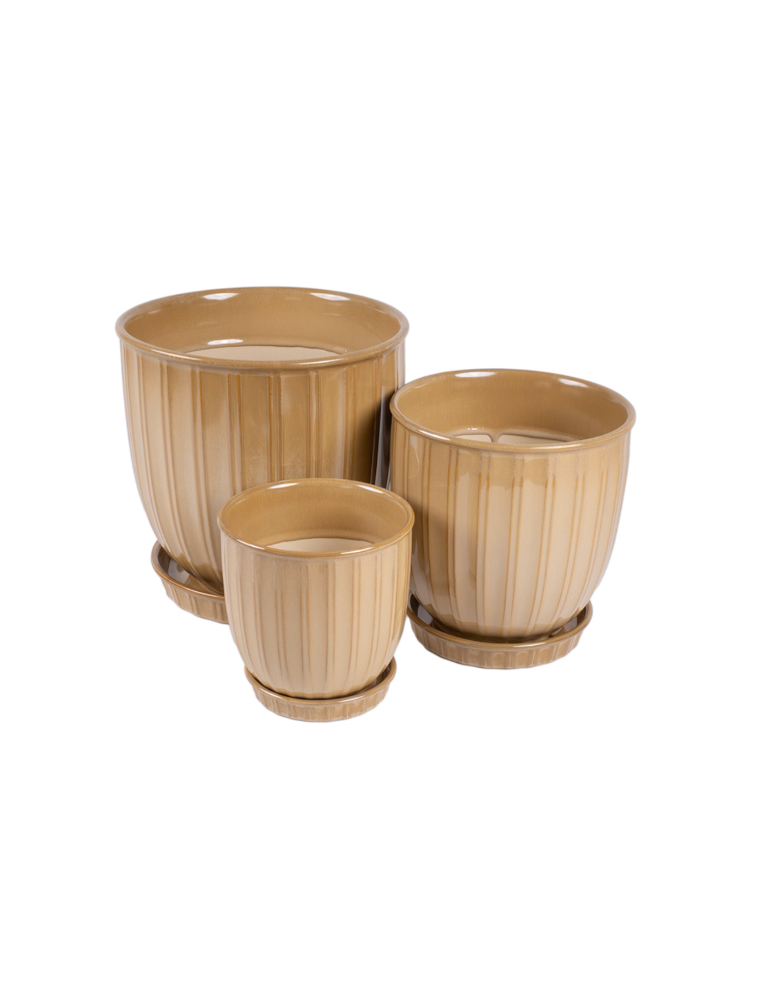 CACHEPOT 140697 2 MIS CERAMICA SENAPE CON SOTTOVASO 15X15CM