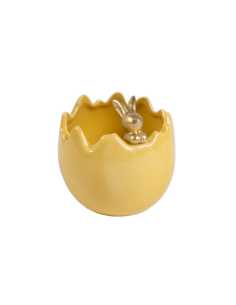 UOVO CONTENITORE 141047 CONIGLIO CERAMICA GIALLO 11X11CM