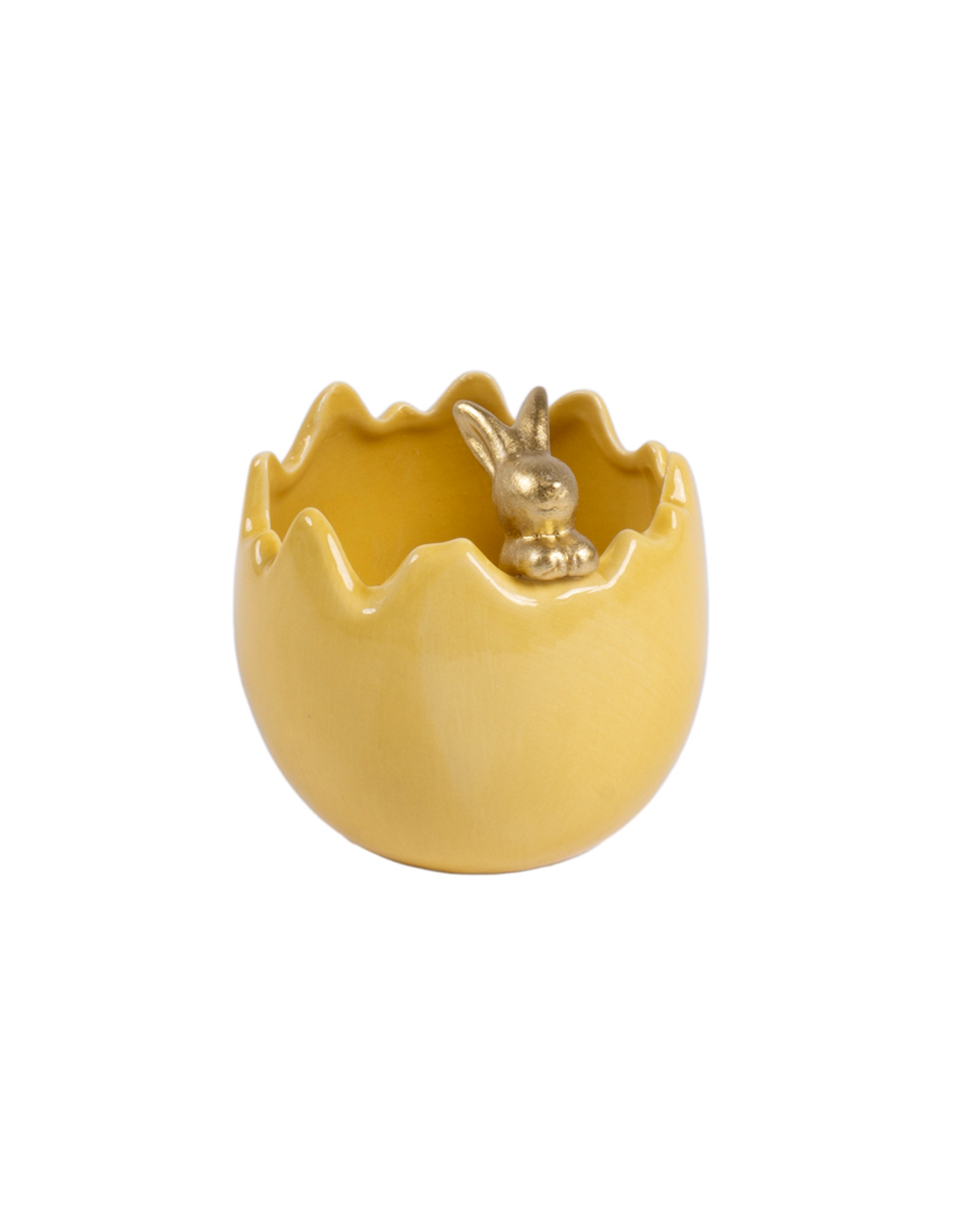 UOVO CONTENITORE 141047 CONIGLIO CERAMICA GIALLO 11X11CM
