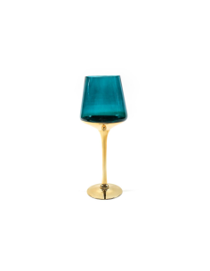 PORTACANDELA 24172 ORO/VERDE VETRO D14H35CM