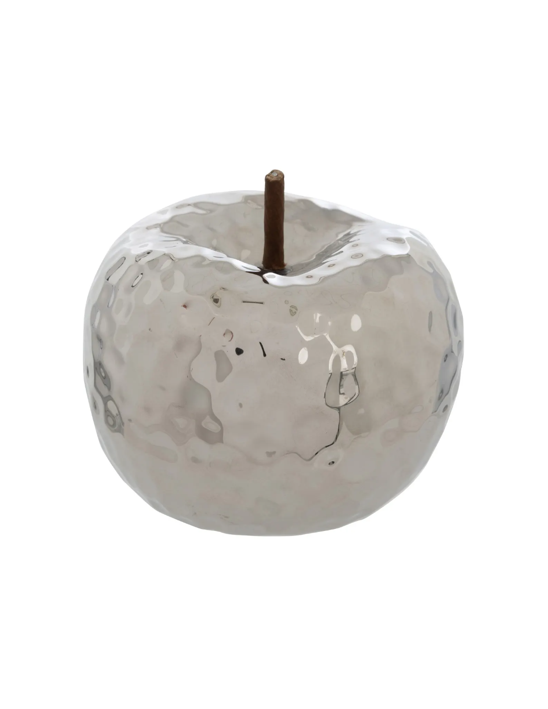 Decorazione da tavolo mela "Pamela" in ceramica argentata H14 cm
