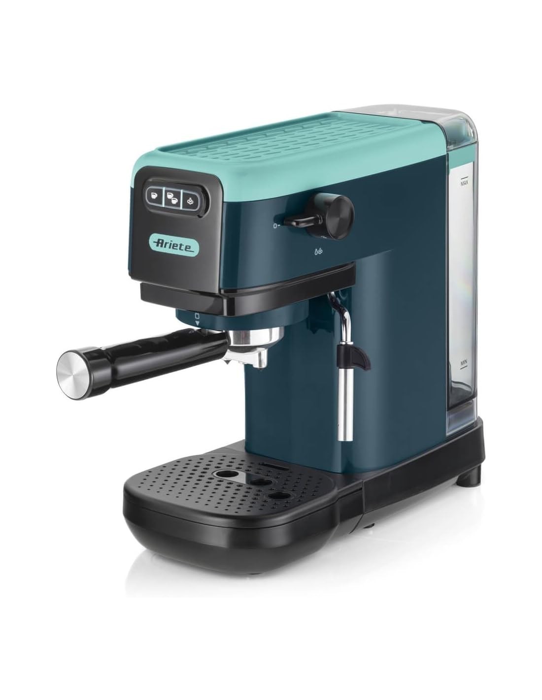 Ariete macchina caffè espresso Light Aquamarine, 15 bar, compatta, cialde e polvere, cappuccino, tazza regolabile
