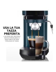 Ariete macchina caffè espresso Light Aquamarine, 15 bar, compatta, cialde e polvere, cappuccino, tazza regolabile