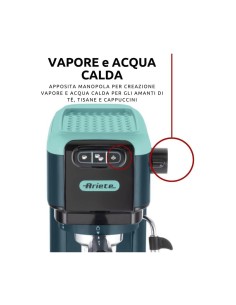 Ariete macchina caffè espresso Light Aquamarine, 15 bar, compatta, cialde e polvere, cappuccino, tazza regolabile