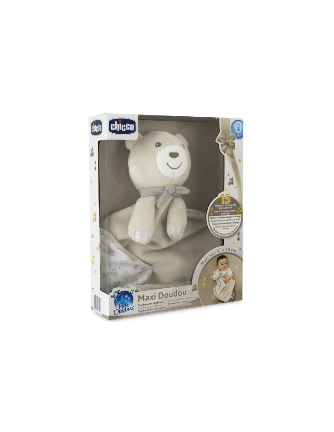 Chicco Maxi Doudou – Peluche Musicale Morbido e Sensoriale per Neonati