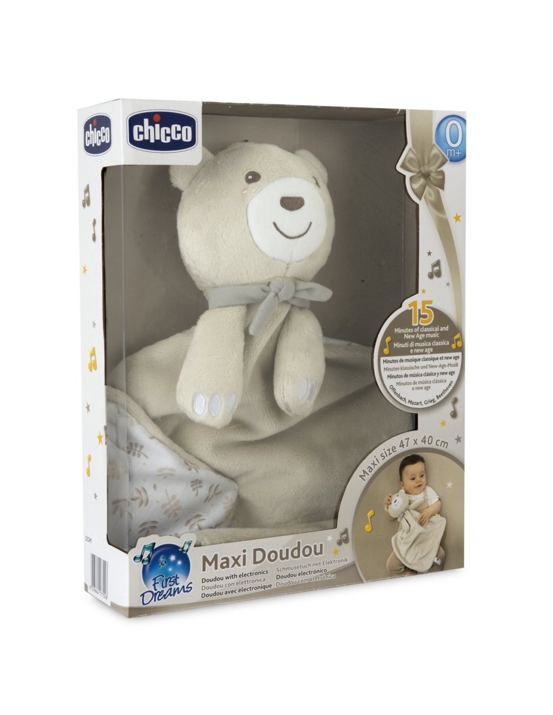 Chicco Maxi Doudou – Peluche Musicale Morbido e Sensoriale per Neonati