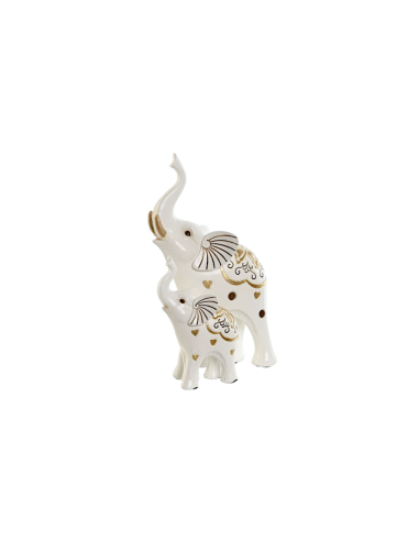 FIGURA ELEFANTI FD212958 RESINA 11X8X19CM BIANCO