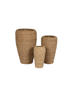 FIORIERA MC210273 1 MIS SEAGRASS/METALLO 21X41CM NATURALE