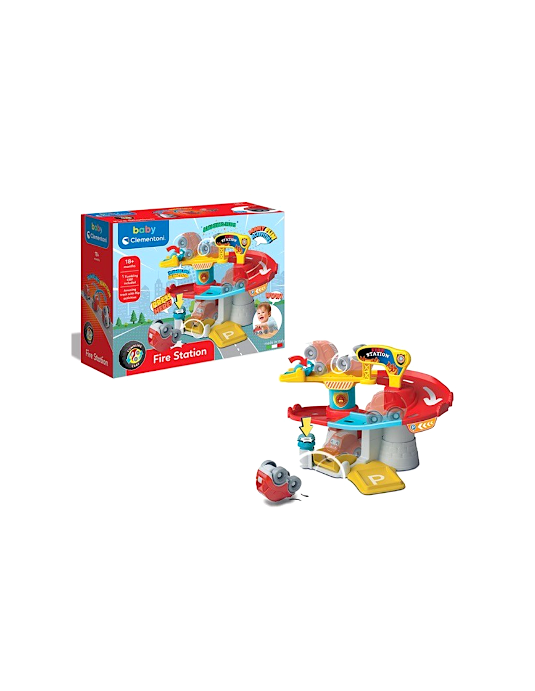 STAZIONE DEI POMPIERI CLEMENTONI BABY FIRE STATION 17559 , PISTA MACCHININE PER BAMBINI 18+ MESI