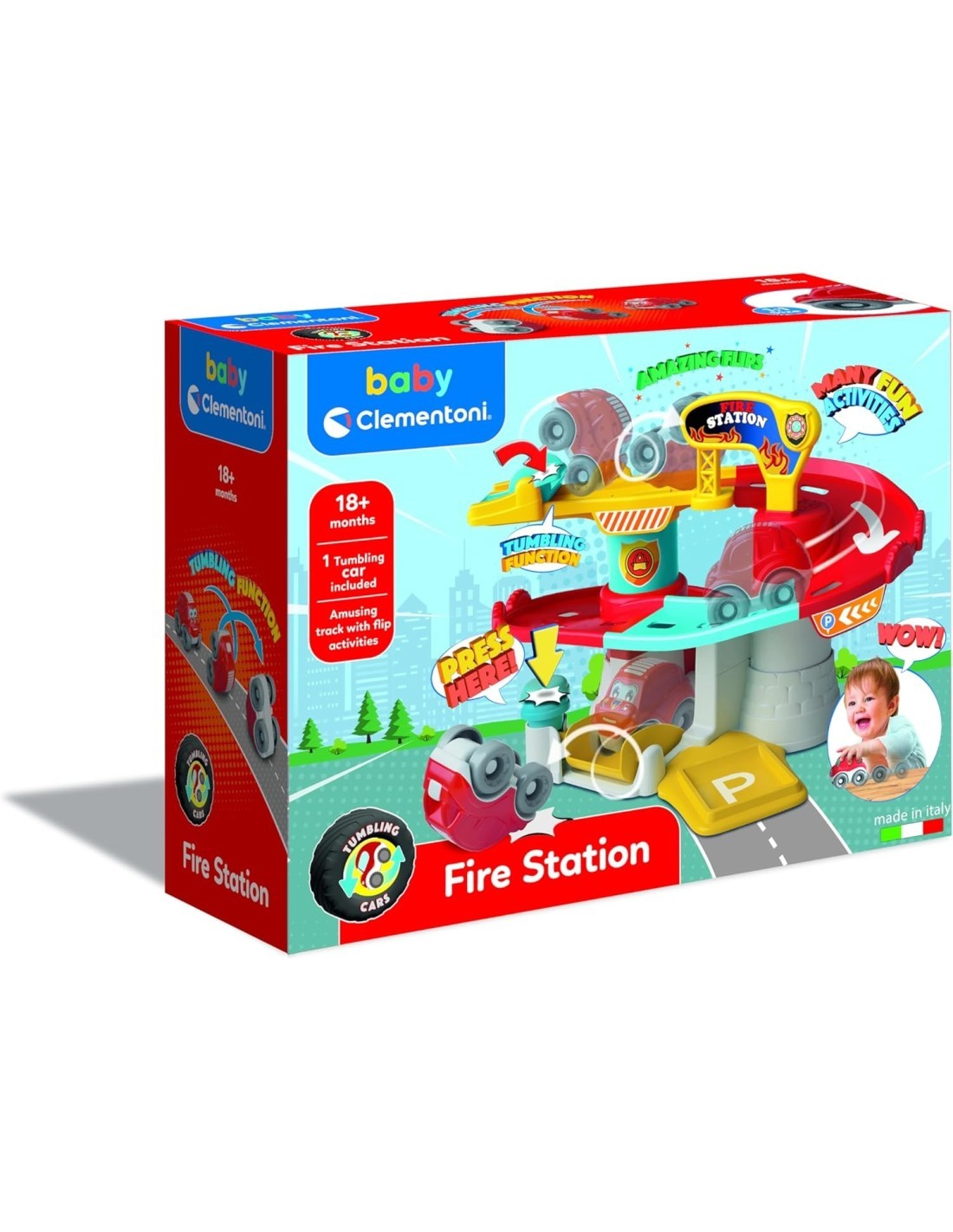 STAZIONE DEI POMPIERI CLEMENTONI BABY FIRE STATION 17559 , PISTA MACCHININE PER BAMBINI 18+ MESI
